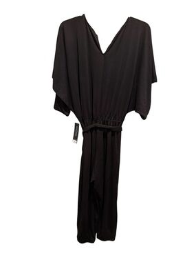 Liverpool Black V-Neck Jumpsuit Wide Leg Pull Over Tie Belt Womens Size XL